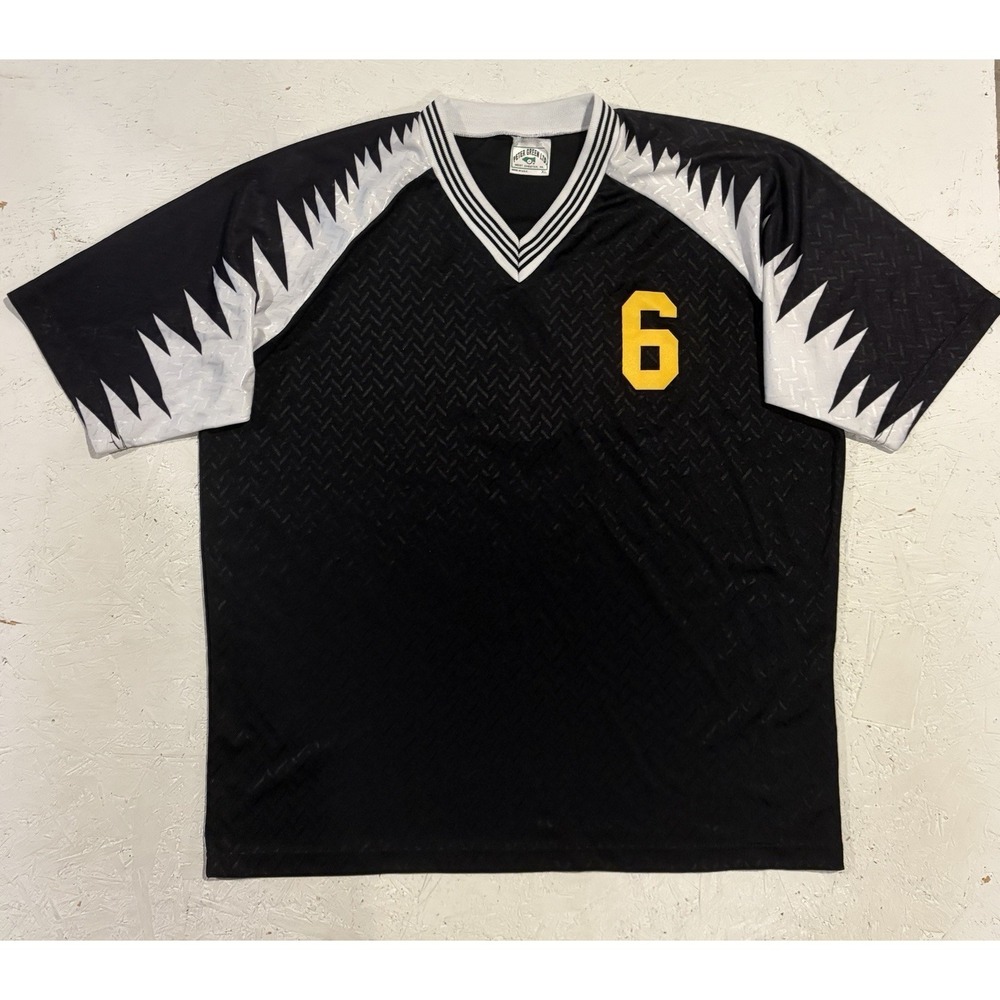 Vintage Peter Green Shark Tooth Soccer Jersey Mens XL‎ Black Shirt Athletic